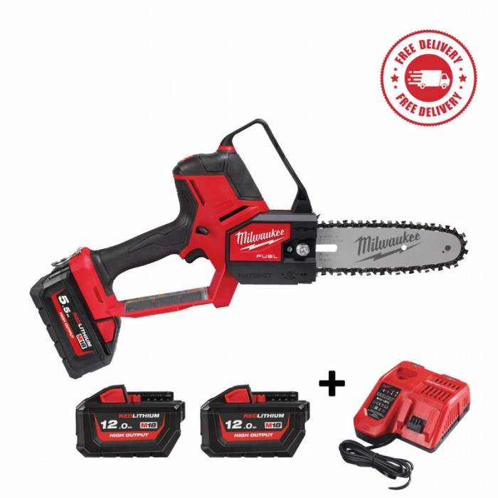 PRUNING SAW M18 FUEL™ HATCHET™ WITH 20CM BAR (2 BATTERIES + CHARGER)