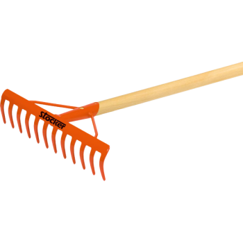 Rakes, garden brooms and shovels